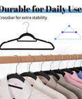 Black Velvet Hangers 20 Pack Space Saving Non Slip With Tie Bar Shoulder Notches Heavy Duty ABS Hangers for shirts on rack