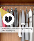 Beefy Heavy Duty Stainless Steel Closet Rod Brackets Set 1 Inch Diameter Black End Caps With Screws Rust-Resistant Curtain Rod Holder For Durable Closet Or Curtain Install 2 Pcs black bracket in closet with hanging clothes