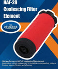 HAF28 Coalescing Filter Element Replacement 190845 For DeVilbiss 2 Stage System in red, pro grade filtration.