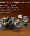 Interior Door Knob Passage Handle For Bedrooms And Bathrooms And Closets, Reversible, Heavy Duty Non Locking Door Hardware