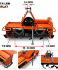 Detailed view of Three Point Hitch Rotary Tiller For Tractors With 41.34 Inch Working Width, showing dimensions and details.