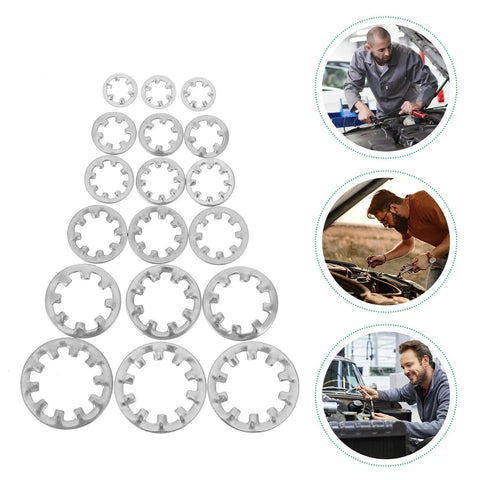 Internal Tooth Lock Washers Set Star Serrated Stainless Steel 300 Piece Assortment Kit for fastening and vibration free