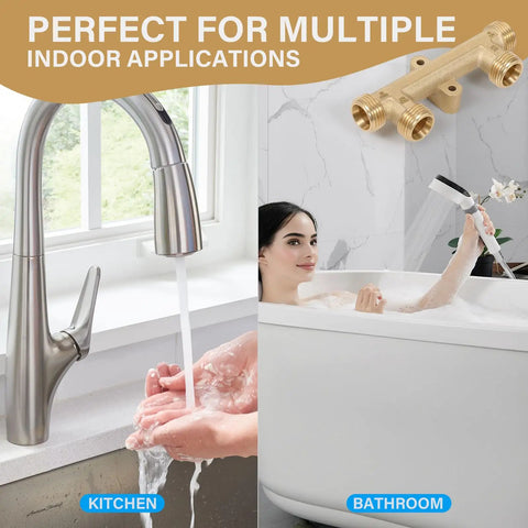 Solid Brass Sensor Valve Upgrade For Instant Hot Water Recirculation Replace Watts Premier 367010 Compatible With Grundfos Pump Systems view of kitchen faucet and bathtub.
