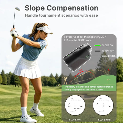 Golf Rangefinder With Slope Compensation And 1200 Yard Range, Compact Leather Exterior Device Packing 6X Magnification, Instant Flag Lock, Tournament Mode Button, Rechargeable Core Engineered For Dead Nuts Accuracy On Weekend Rounds