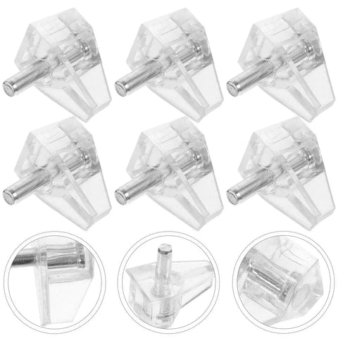 100 Pcs Plastic Cabinet Shelf Support Pegs For Bookshelves And Cabinets, Clear DIY Bracket Pegs Close-Up
