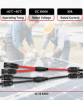 4 Pairs Solar Y Branch Connectors Kit 1 To 2 Parallel PV Adapters 30A Cable Wire Plug Tool Set 14-10 AWG Solar Panel Cables