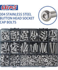 681 Piece M6 Bolt Set With 170 Socket Head Cap Screws 170 Nuts 170 Flat Washers And 170 Spring Lock Washers In 304 Stainless Steel