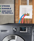 Washing Machine Outlet Box Dual Drain With One-Half Inch Push-Fit Valves ABS One-Piece Washer Box Leak-Proof Design Installed View