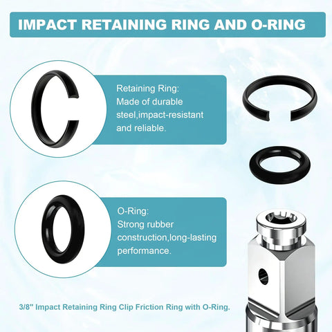 Image of Badass 3/8 Inch Impact Socket Retaining Ring and O Ring Kit showing durable steel retaining ring and rubber O-ring.