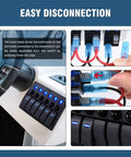 Eight Gang Waterproof Marine Boat Switch Panel With Eight Circuit Breakers 12V 24V On Off Blue LED Rocker Switch Panel close-up