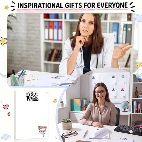 Funny 50 Sheet Paper Pad You Rock Tearable Notepad To Do List 5.9 By 7.8 Inches displayed in office setting.