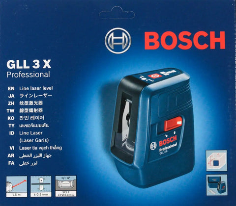 Cross Line Laser Level With 3 Lines, Self Leveling Within 4 Degrees, 15 Meter Range, Class 2, Vivid Line Visibility on box