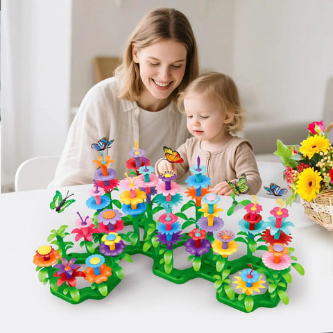 Flower Garden Building Kit For Kids 3 To 7 Years Old With 148 Piece Set And Storage Case Educational STEM Toy in play