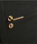 Gold Quiet Room Door Lock Handle For Luxury Interior Design on dark door, Slick High Security Anti Theft Door Hardware
