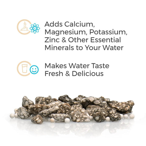 Loose mineral stones, adds calcium, magnesium, potassium, improves taste; Mineral Stones Replacement for Gravity Water System.