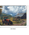 Cozy Soft Non Slip Area Rug 63x48 Inch For Living Room Large Modern Floor Mat with tractor and barn design