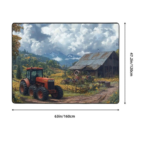 Cozy Soft Non Slip Area Rug 63x48 Inch For Living Room Large Modern Floor Mat with tractor and barn design