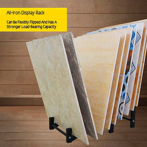 Slick Floor Standing Tile Display Rack, Sturdy 10 To 12 Layer Wood Sample Organizer For Flooring And Building Materials with tiles