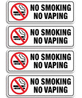 No Smoking No Vaping Sign Set Of 4, 9 By 3 Inch Stick On Wall Signs For Home Office Or Business, Easy Peel And Stick, Bold Black Letters