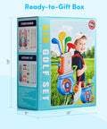 Chill And Swing With This 23 Piece Kids Golf Club Set Featuring Durable Abs Plastic Clubs And Safe Small Balls shown in gift box.