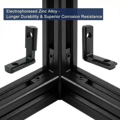 All In One 20 Piece Aluminum Extrusion L Bracket Kit for 2020 and 2040 V Slot T Slot Frames with Zinc Alloy Corner Joints