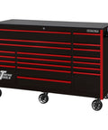 Heavy Duty 19 Drawer Tool Roller Cabinet With Full Extension Ball Slides 12 Gauge Steel Frame Black And Red Finish with wheels