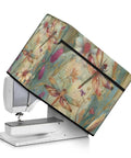 Dragonfly Flowers Sewing Machine Dust Cover With Pockets And Accessories Organizer, Stain Resistant, Machine Washable, Lightweight And Durable Polyester Protector For Most Standard Sewing Machines And Tools covering a standard sewing machine.