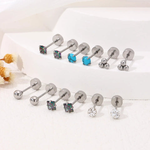 Hypoallergenic Titanium Earrings Set For Women 23 Pairs Lightweight Tarnish Resistant Everyday Wear Featuring Classic And CZ Styles Ideal For Sensitive Ears And All Day Comfy, 20G flat back studs