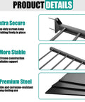 Product details showing parts of 33 Inch By 24 Inch Wall Mount Heavy Duty Garage Shelves 3 Pack Black Holds Up To 525 Lbs