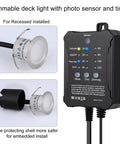 Smart Dimmable LED Deck Lights With Timer And Photocell Sensor, control box and recessed installation guide, IP67 waterproof