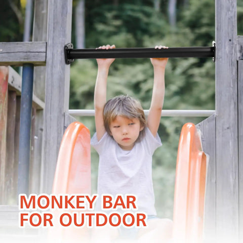 16.5 Inch Outdoor Monkey Bars Set Of 12 For Backyard Playset, Heavy Duty Black Steel With Mounting Plates And Hardware, Easy Install Climbing Ladder For Outdoor Or Indoor Playgrounds, Swing Sets