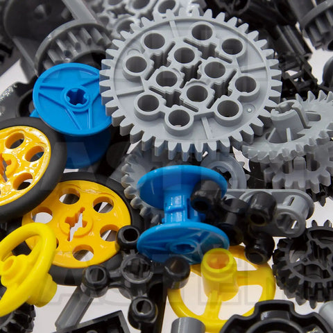 Close-up of Technic Gears And Axles Pack Compatible With Technic Sets Random Colors 100 Plus Pieces For Car Building