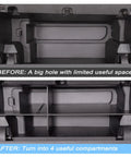 Comparison of Tacoma glove box before and after using Glove Box Organizer For Toyota Tacoma 4th Gen 2024-2026 Four-Compartment Insert Patent Design Car Interior Storage Divider Keeps Owner Manual Pens Small Gear Neat And Ready Must-Have Easy Fit