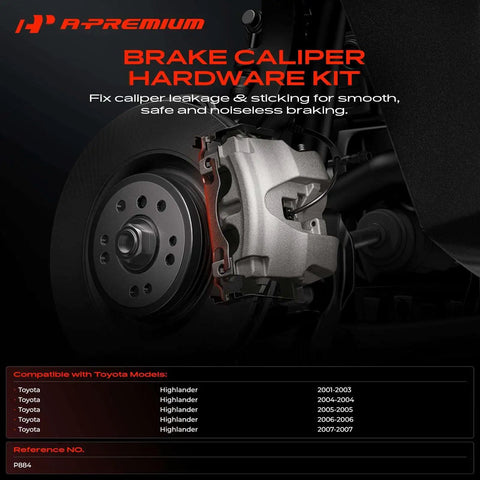 A Premium Front Disc Brake Hardware Kit With 8 Snap Springs And Alarm Clips For Toyota Highlander Gas Models Fit 2001 To 2007 Rebuild Rotor Kits Stop Metal On Metal Contact, front caliper and rotor