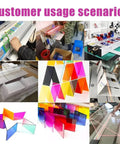 Rock Solid Electric Plastic Hot Bender And Acrylic Bending Press with colored acrylic sheets in various shapes and sizes.