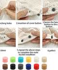 Step-by-step guide to using the 140 Set T5 Plastic Snap Button Kit With 14 Color Options No Tools Needed No Sew Snaps For DIY Crafts And Clothing Sewing Quick Install For Repairs And Creative Projects