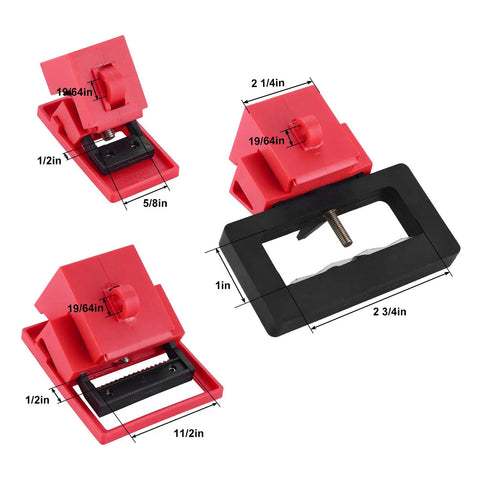 Lockout Kit For Circuit Breakers Clamp On 12 Pack For 120 To 277 Volt And 480 To 600 Volt showing medium, large, extra large devices.
