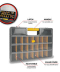 26 Adjustable Compartment Hardware Organizer Box With Dividers Durable Plastic Screw Storage Case for DIY storage