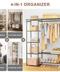 4-in-1 organizer featuring a sturdy clothes organizer and storage closet rack with hanging rod and four shelves for home organization