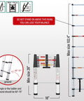 8.5 Foot Telescoping Ladder With One Button Retraction, Lightweight Aluminum Extension Ladder dimensions and safety guidelines