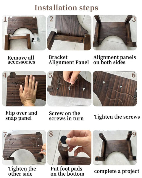 Installation steps for assembling the 7 Inch Squatting Toilet Stool For Adults With Foot Pad And Anti Slip Design Built For Comfort And Safety.