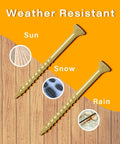 Heavy Duty Ten By Five Inch Exterior Deck Screws In Tan Coated Carbon Steel Paired With T25 Torx Star Drive For Pressure Treated Lumber Badass Grip And Zero Cam Out Headaches 125 Pack shown with weather resistance features.