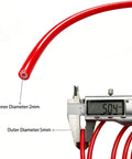 2500mm Hydraulic Brake Hose Kit for Bicycle With 2mm ID and 5mm OD Includes Brass Olives, caliper showing OD measurement