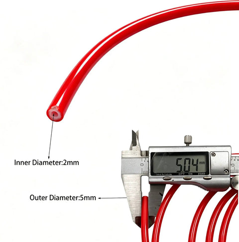 2500mm Hydraulic Brake Hose Kit for Bicycle With 2mm ID and 5mm OD Includes Brass Olives, caliper showing OD measurement