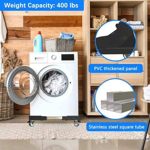 KUPAPO Adjustable Appliance Dolly Cart With Locking Wheels For Mini Fridge Portable Washer Dryer, mobile base with PVC panels.