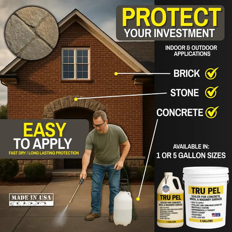 Concentrated Silane Siloxane Water Repellent For Concrete Brick And Masonry Surface Sealer Low Voc Penetrating Formula applied to brick and concrete.
