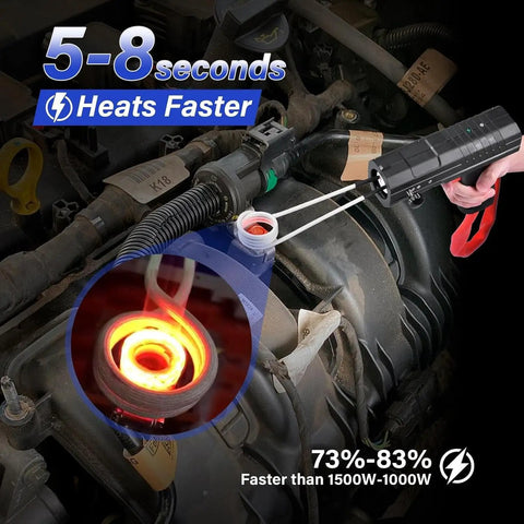 No Sweat Heavy Duty Split Induction Heater Tool With 1800W Magnetic Heating Kit in use, heating a rusty bolt for quick repairs.