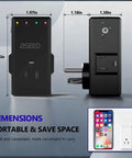 Rock Solid 4 Outlet Surge Protector With 350 Degree Rotating Plug For TV And Fridge dimensions with LED indicator lights and compact design.
