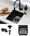 Black Undermount Bar Sink 15x17 Inch For RVs And Small Kitchens, Stainless Steel Wet Bar Sink With 18 Gauge T304 Construction