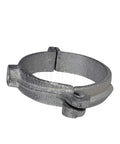 Hinged Split Ring Pipe Hanger One And A Half Inch Galvanized Iron With Three Eighths Inch Rod Fitting Vintage Mounting Bracket